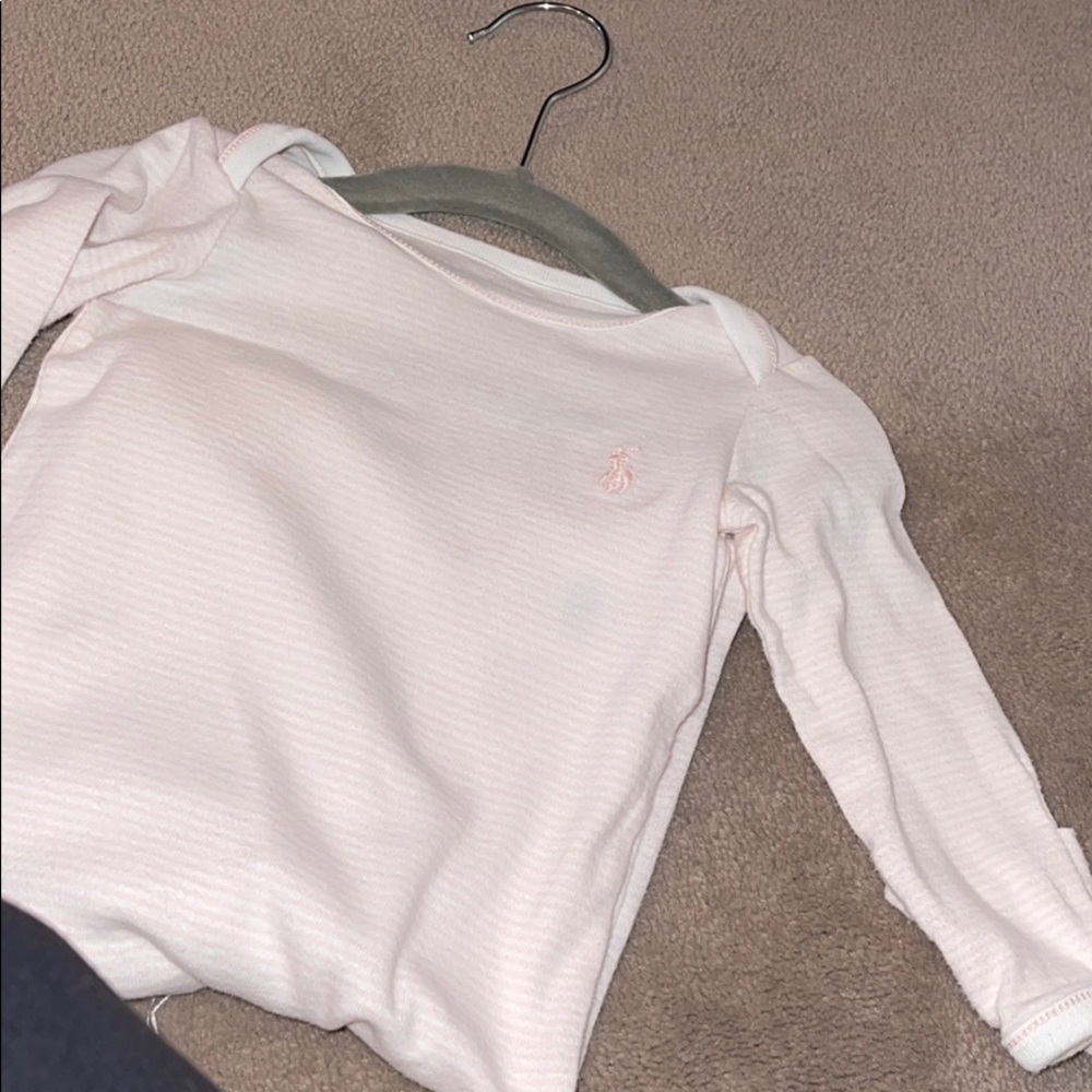 Ralph Lauren white and pink striped onesie 9 mo